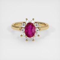 0.97 Ct. Pinkish Red Ruby Ring, 10K Yellow Gold 1