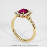 0.97 Ct. Pinkish Red Ruby Ring, 10K Yellow Gold 2