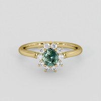 0.71 Ct. Bluish Green Sapphire Ring, 10K Yellow Gold 1