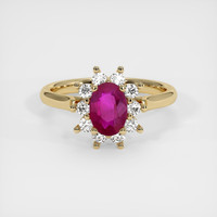 0.88 Ct. Ruby Ring, 14K Yellow Gold 1