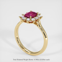 0.70 Ct. Ruby Ring, 14K Yellow Gold 2