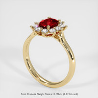 1.02 Ct. Ruby Ring, 14K Yellow Gold 2