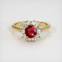 0.64 Ct. Ruby Ring, 14K Yellow Gold 1