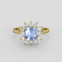 0.97 Ct. Blue Sapphire Ring, 14K Yellow Gold 1