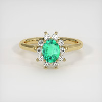 0.64 Ct. Emerald Ring, 18K Yellow Gold 1