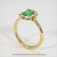 0.64 Ct. Emerald Ring, 18K Yellow Gold 2