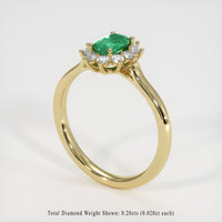 0.44 Ct. Emerald Ring, 18K Yellow Gold 2