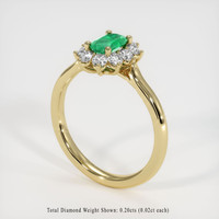 0.42 Ct. Emerald Ring, 18K Yellow Gold 2