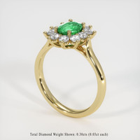 0.69 Ct. Emerald Ring, 18K Yellow Gold 2