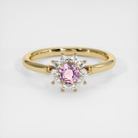 0.38 Ct. Purplish Pink Sapphire Ring, 18K Yellow Gold 1