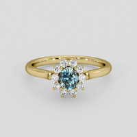 0.46 Ct. Greenish Blue Sapphire Ring, 18K Yellow Gold 1