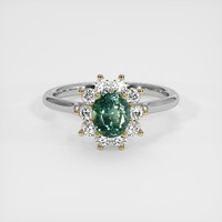 1.23 Ct. Bluish Green Sapphire Ring, 18K Yellow & White 1