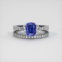 2.00 Ct. Blue Sapphire Ring, Platinum 950 1
