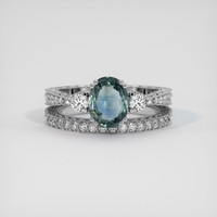 1.51 Ct. Greenish Blue Sapphire Ring, Platinum 950 1