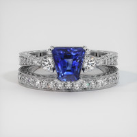 2.06 Ct. Blue Sapphire Ring, 14K White Gold 1