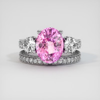 6.15 Ct. Pink Sapphire Ring, 14K White Gold 1
