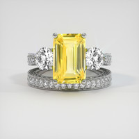 4.55 Ct. Yellow Sapphire Ring, 14K White Gold 1