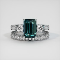 3.51 Ct. Greenish Blue Sapphire Ring, 14K White Gold 1