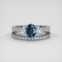 1.75 Ct. Greenish Blue Sapphire Ring, 14K White Gold 1