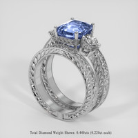 3.54 Ct. Blue Sapphire Ring, 14K White Gold 2