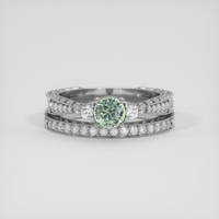 0.76 Ct. Yellowish Green Sapphire Ring, 14K White Gold 1