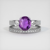 2.06 Ct. Sapphire Ring, 18K White Gold 1
