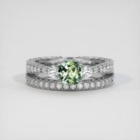 1.13 Ct. Green Sapphire Ring, 18K White Gold 1