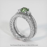 1.13 Ct. Green Sapphire Ring, 18K White Gold 2