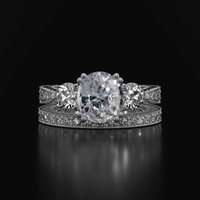 2.62 Ct. White Sapphire Ring, 18K White Gold 1