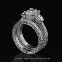 2.62 Ct. White Sapphire Ring, 18K White Gold 2