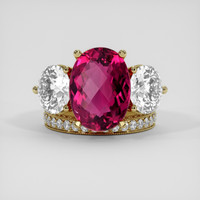 7.36 Ct. Pinkish Red Rubellite Tourmaline Ring, 14K Yellow Gold 1