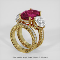 7.36 Ct. Pinkish Red Rubellite Tourmaline Ring, 14K Yellow Gold 2