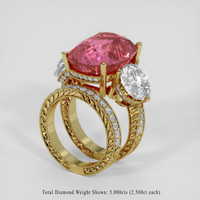 15.27 Ct. Pinkish Red Rubellite Tourmaline Ring, 14K Yellow Gold 2