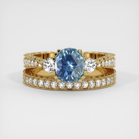 1.67 Ct. Greenish Blue Sapphire Ring, 18K Yellow Gold 1