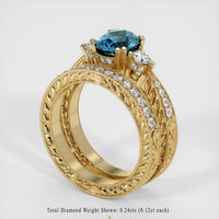 1.67 Ct. Greenish Blue Sapphire Ring, 18K Yellow Gold 2
