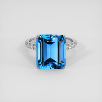 7.72 Ct. Swiss Blue Topaz Ring, Platinum 950 1