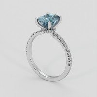 2.28 Ct. Greyish Blue Sapphire Ring, Platinum 950 2
