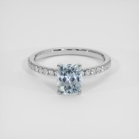 1.64 Ct. Greyish Blue Sapphire Ring, Platinum 950 1