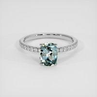 1.43 Ct. Greenish Blue Sapphire Ring, Platinum 950 1