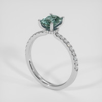 1.43 Ct. Greenish Blue Sapphire Ring, Platinum 950 2