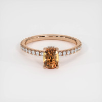 1.36 Ct. Orangish Brown Sapphire Ring, 14K Rose Gold 1