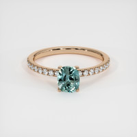 1.26 Ct. Greenish Blue Sapphire Ring, 18K Rose Gold 1