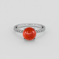 1.38 Ct. Oxblood (Red) Coral Ring, 10K White Gold 1