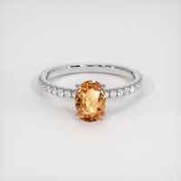 1.09 Ct. Orangish Brown Sapphire Ring, 10K White Gold 1