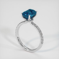 2.93 Ct. Greenish Blue Sapphire Ring, 10K White Gold 2