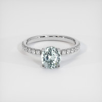 1.06 Ct. Greyish Blue Sapphire Ring, 10K White Gold 1