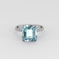 5.85 Ct. Blue Aquamarine Ring, 14K White Gold 1