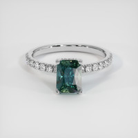 1.58 Ct. Bluish Green Sapphire Ring, 14K White Gold 1