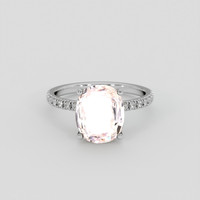 3.58 Ct. Peach Sapphire Ring, 14K White Gold 1