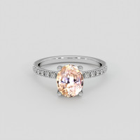 2.21 Ct. Peach Sapphire Ring, 14K White Gold 1